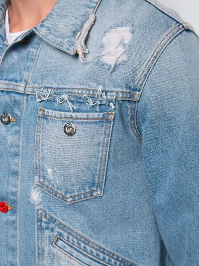Shop Mjb Marc Jacques Burton Distressed Cropped Denim Jacket In Blue