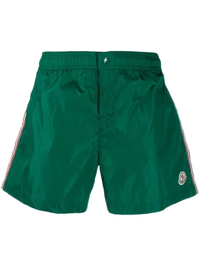 Shop Moncler Badeshorts Mit Logo-schild In Green