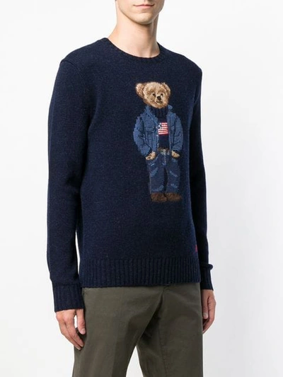 Shop Polo Ralph Lauren Teddy Bear Knitted Jumper In Blue
