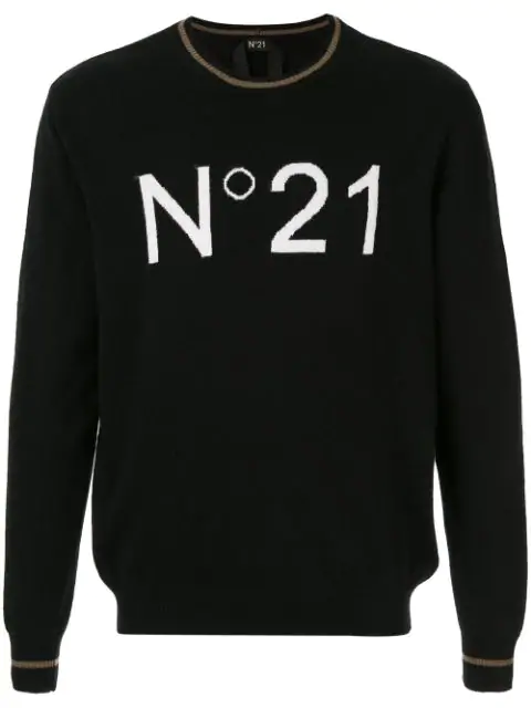 N°21 Logo Knitted Jumper In Black | ModeSens