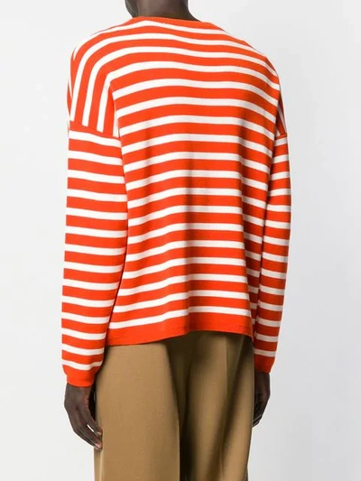 Shop Ami Alexandre Mattiussi Stripe-pattern Logo-patch Jumper In Orange
