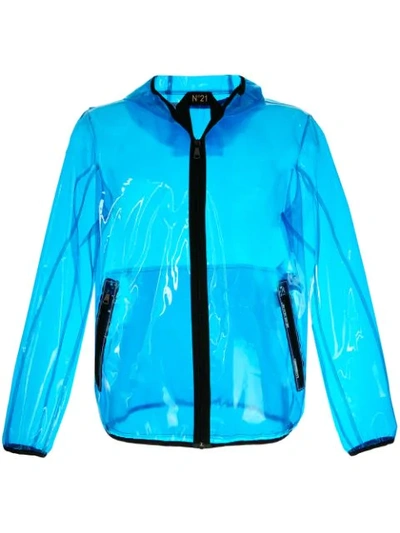 Shop N°21 Transparent Hooded Jacket In Blue