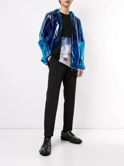 Shop N°21 Transparent Hooded Jacket In Blue