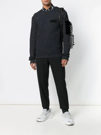 Shop Off-white Two-tone Ribbed Jumper In Black