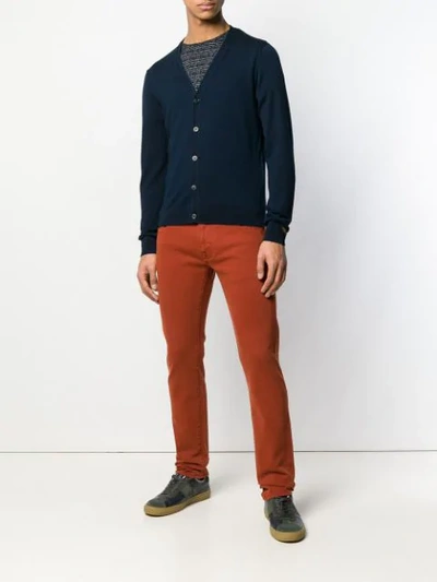 Shop Etro Fitted Cardigan In Blue