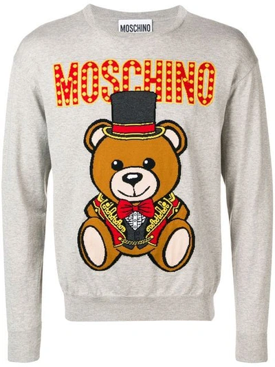 Shop Moschino Teddy Logo Jumper In Grey
