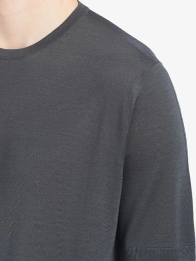 Shop Prada Worsted Wool Crew-neck Sweater In Grey