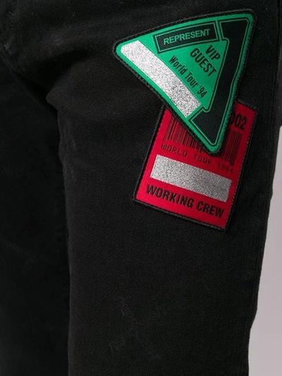 Shop Represent Multi Patches Jeans - Black