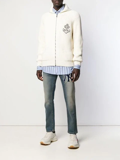 Shop Gucci Anchor-patch Zipped Sweatshirt In 9133 White