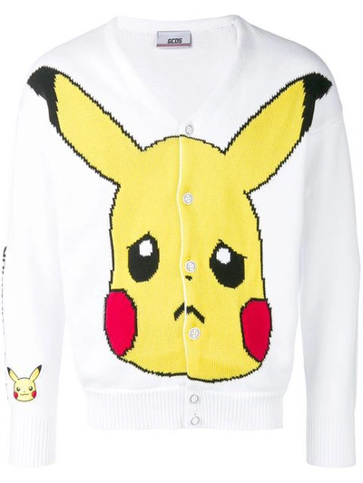 Shop Gcds Pikachu Intarsia Cardigan In White