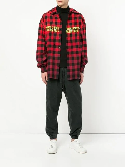 Shop Juunj Embroidered Checked Shirt In Red