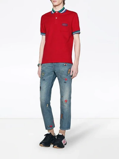 Shop Gucci Polo With  Patch In Red