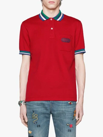 Shop Gucci Polo With  Patch In Red