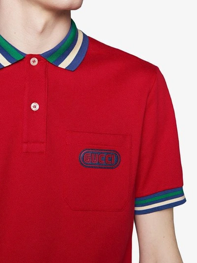 Shop Gucci Polo With  Patch In Red