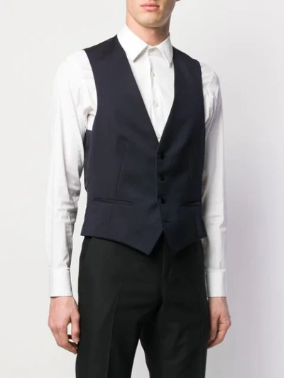 Z ZEGNA FITTED BUTTON WAISTCOAT - 蓝色