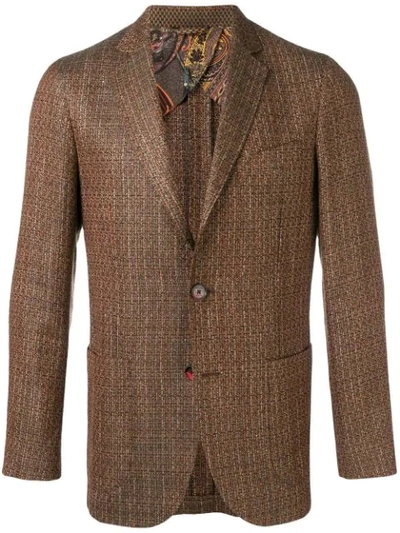 Shop Etro Classic Formal Blazer In Brown