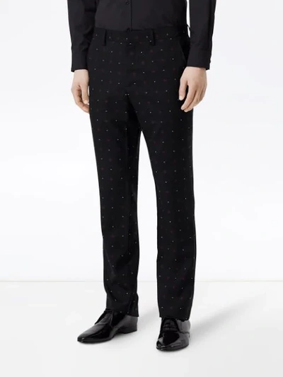 Shop Burberry Classic Fit Fil Coupé Tailored Trousers In Black