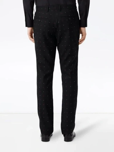 Shop Burberry Classic Fit Fil Coupé Tailored Trousers In Black