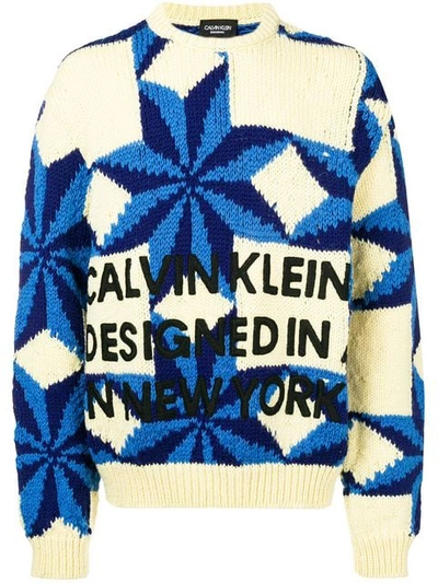 CALVIN KLEIN 205W39NYC 圆领羊毛毛衣 - 蓝色