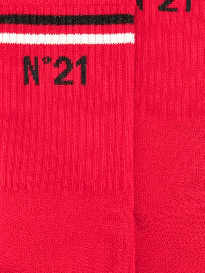 Shop N°21 Logo Print Ankle Socks In Red