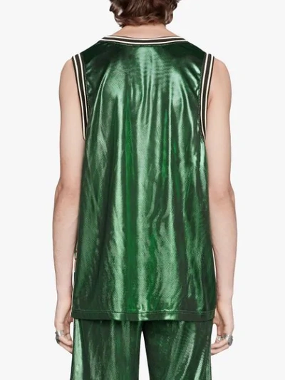 Shop Gucci Tr�gershort Im Metallic-look In Green