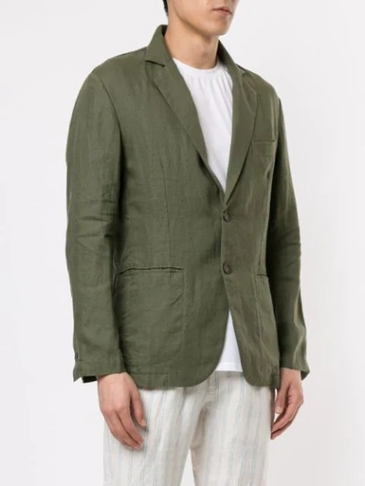 Shop Venroy Fitted Crumpled Blazer In Green