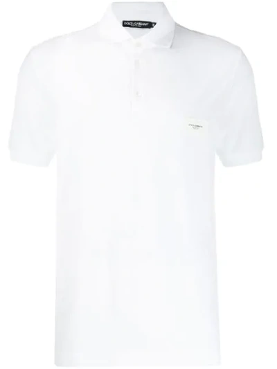 Shop Dolce & Gabbana Branded Plate Polo Shirt In W0800 White