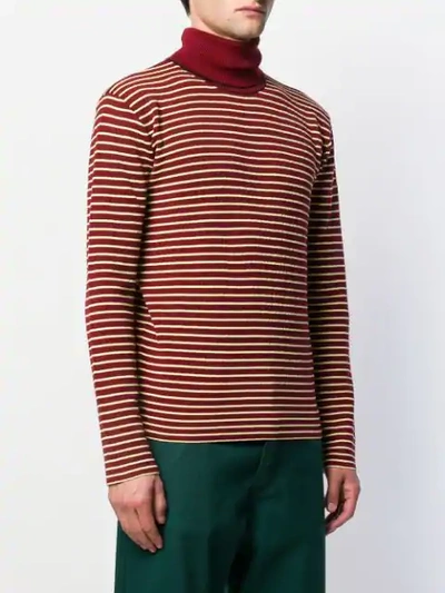 Shop Marni Striped Sweater In Red