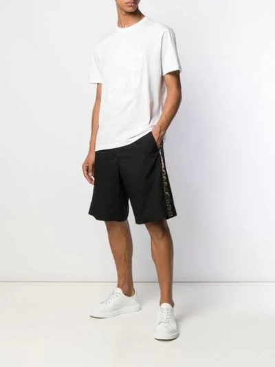 Shop Versace Logo Trim Shorts In Black