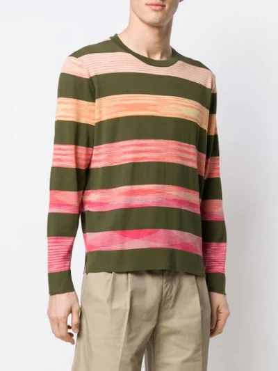 Shop Missoni Striped Knit Sweater In Green