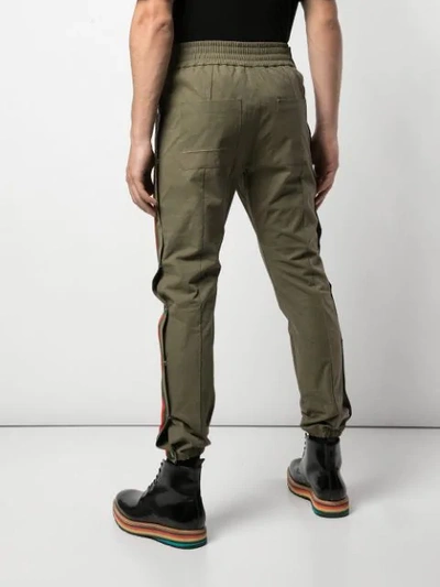 READYMADE 条纹细节长裤 - 绿色