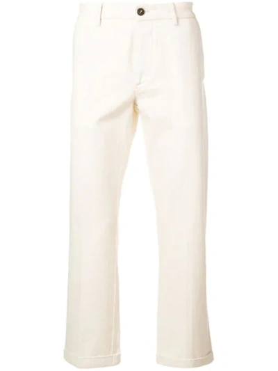 Shop Fortela Cropped Straight Leg Trousers In Neutrals