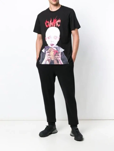 Shop Omc Horror Print T-shirt In Black