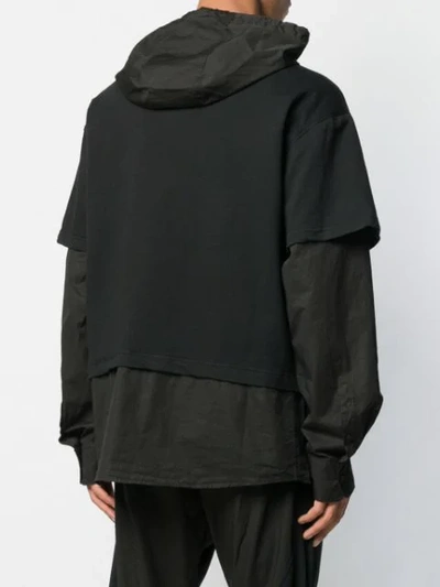 Shop Andrea Ya'aqov Shirt Layered Hoodie In Black