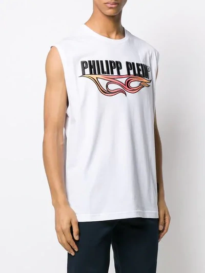 Shop Philipp Plein Over Flame Tank Top In White
