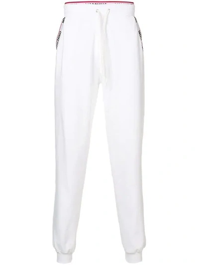 Shop Moschino Branded Track Pants In 0001 White