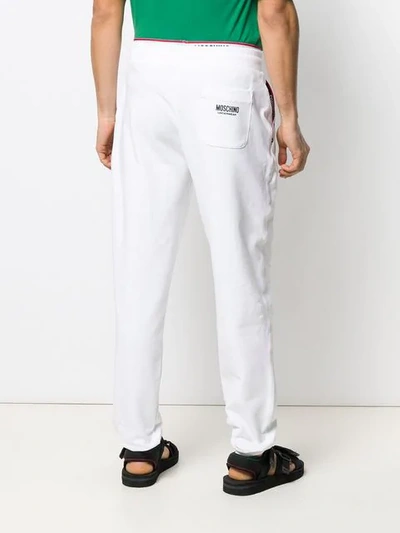 Shop Moschino Branded Track Pants In 0001 White