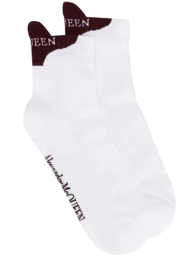 Shop Alexander Mcqueen Sneaker-style Knit Socks In White