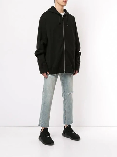 Shop Mastermind Japan Printed Hooded Sweatshirt In Black