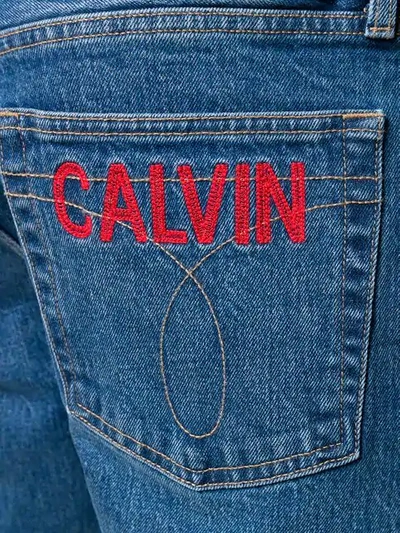Shop Calvin Klein Jeans Est.1978 Logo Embroidered Bootcut Jeans In Blue