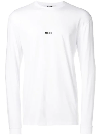 Shop Msgm Long Sleeve T-shirt - White