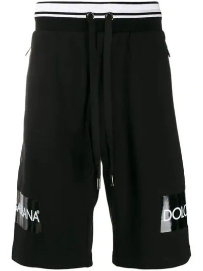 Shop Dolce & Gabbana Logo Print Bermuda Shorts In Black