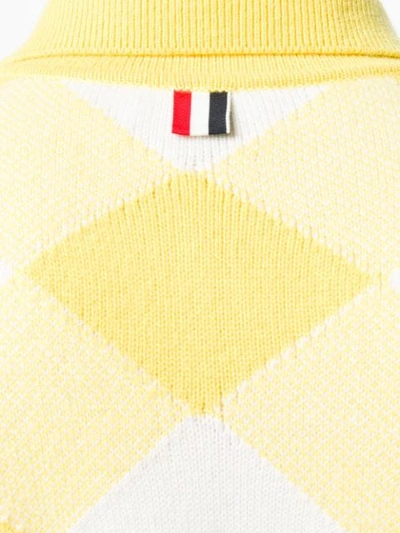 Shop Thom Browne Oversized Gingham 4-bar Cashmere Polo - Yellow