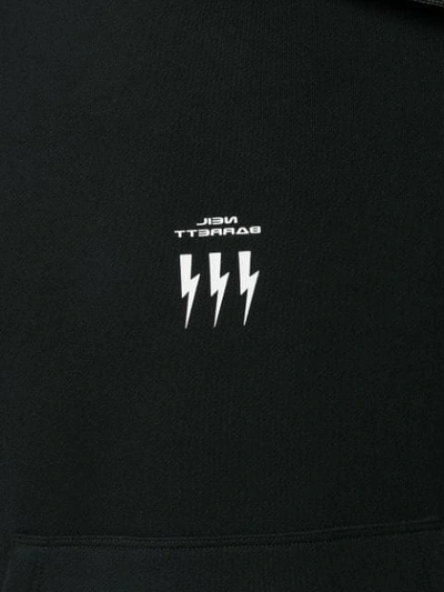 Shop Neil Barrett Logo Print Hoodie In 042 Black + Off White