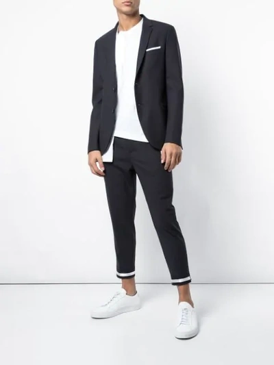 Shop Neil Barrett Pocket Square Blazer In Black