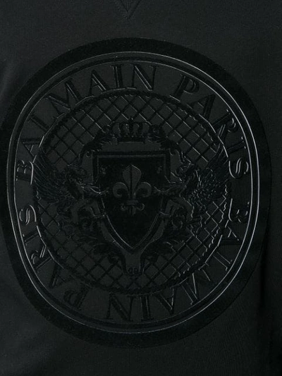 Shop Balmain Logo Stamp Sweatshirt In Black