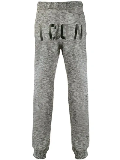Shop Dsquared2 Icon Print Track Pants In Grey