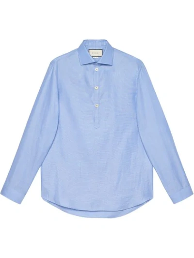 Shop Gucci Cotton Oversize Shirt In Blue