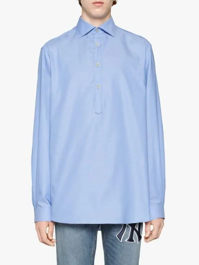 Shop Gucci Cotton Oversize Shirt In Blue