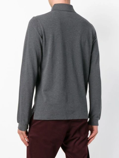 Shop Etro Long Sleeved Polo Shirt In Grey